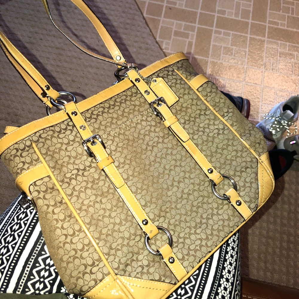 Caramel and brown coach bag